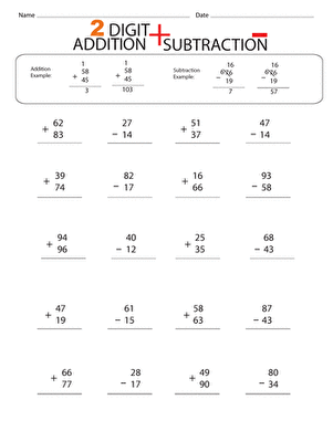 worksheet addition and subtraction with regrouping