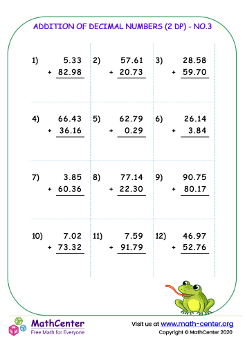 Free worksheet addition of decimals, Download Free worksheet addition ...