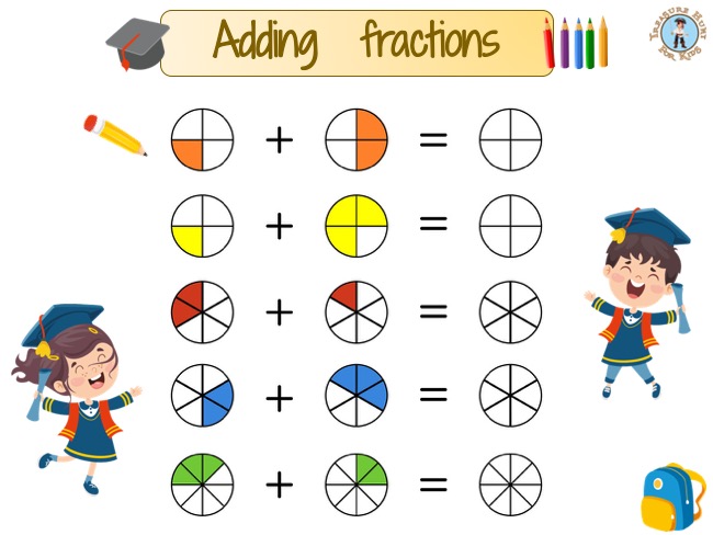 worksheet addition of fractions