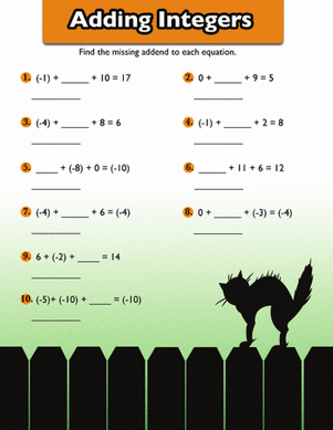 worksheet addition of negative numbers