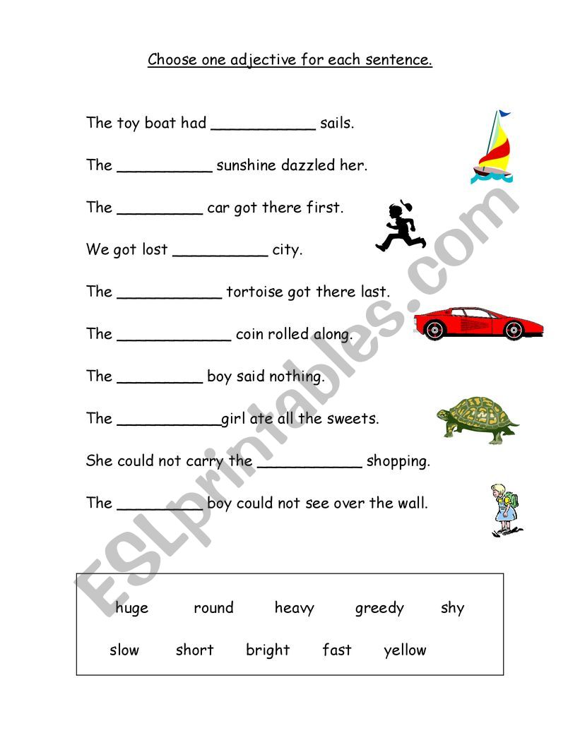 Adjective - ESL worksheet by patricia1980