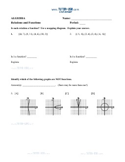 Worksheet: Functions - Using the Veritical Line Test and Mapping ...