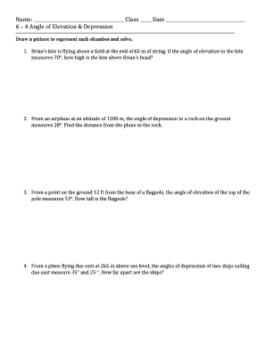 worksheet angles of depression and elevation