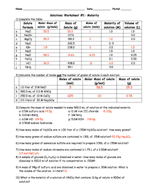 Solutions Worksheet Answer Key - Fill and Sign Printable Template ...