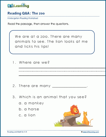 Reading Q& A Worksheets | Worsheets library