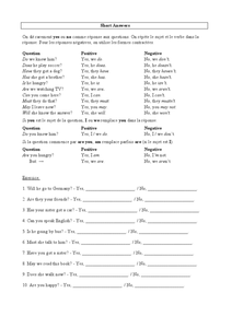 ESL: Short Answer Questions and Answer Worksheet for 4th - 8th ...