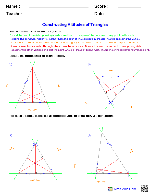 worksheet answers for geometry