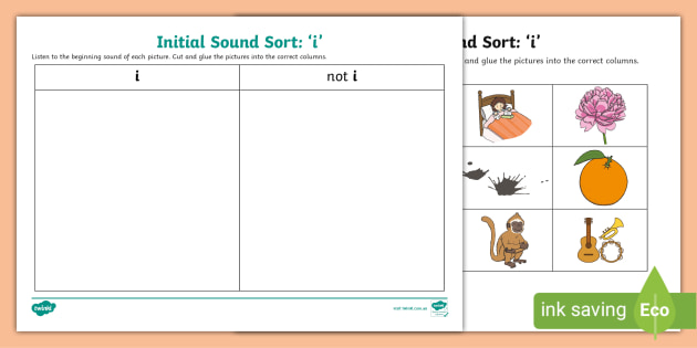 worksheet beginning sound word sort