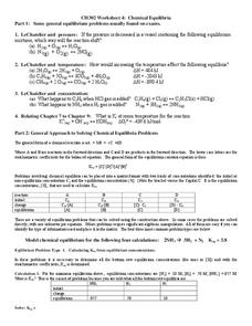 Chemical Equilibria Worksheet for Higher Ed | Lesson Planet