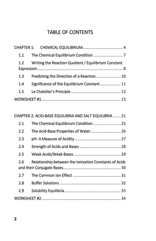 worksheet chemical equilibrium