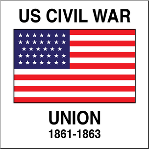 Clip Art: Flags: Civil War Union 34 Star Flag Color I abcteach.com
