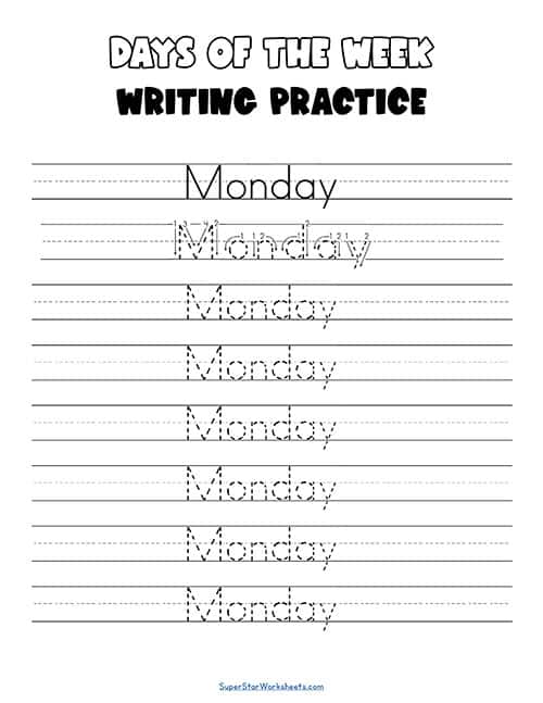 Days of the Week Worksheets -Worksheets Library
