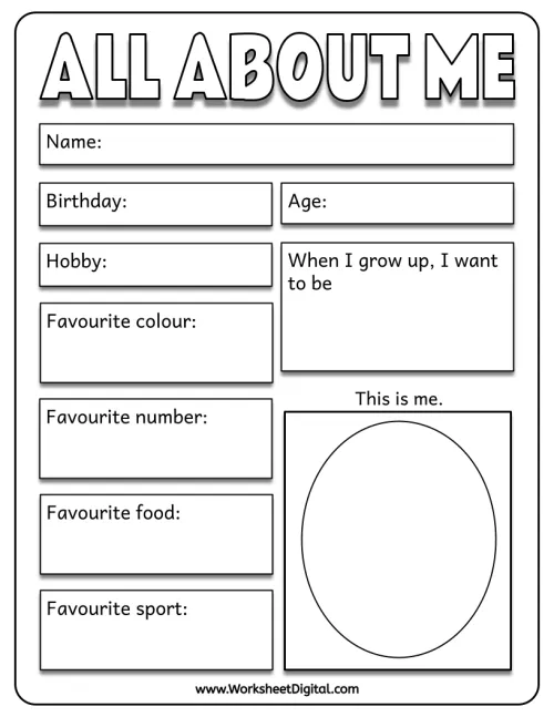 All About Me - Worksheet Digital