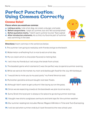 Perfect Punctuation: Using Commas Correctly | Worksheet ...