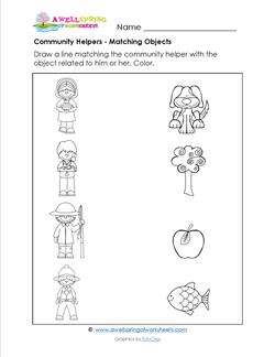 worksheet community helpers matching printables