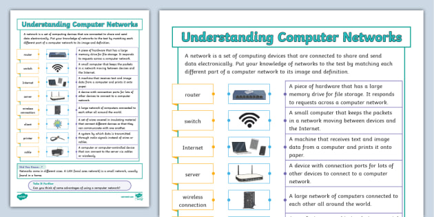 Understanding Computer Networks: Vocabulary Worksheet - Computing ...