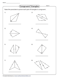 worksheet congruent triangles