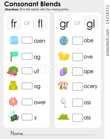 Consonant Blends : fill in the blank with the... - Stock ...