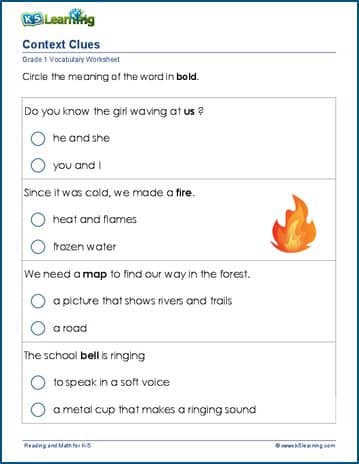 Context clues for grade 1 | Worsheets library