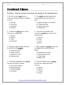 Context Clues Worksheets