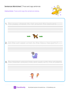 Trace and copy sentences - Banana | Worksheet | ClassWeekly.com