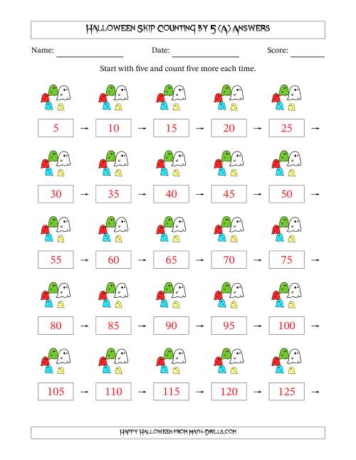 Halloween Skip Counting by 5 (A)