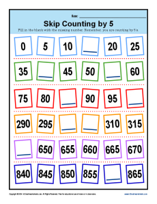Skip Counting by 5s Worksheets | 2nd Grade Math