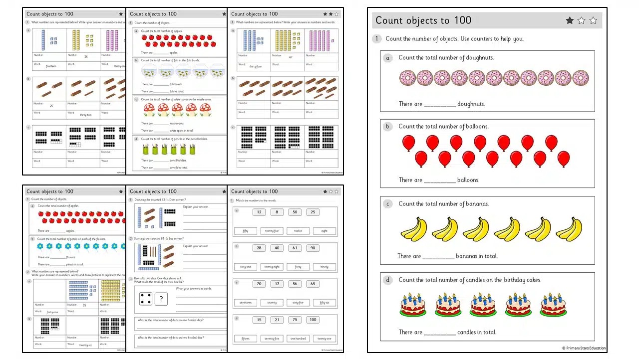 Counting to 100 | Worksheets - Primary Stars Education