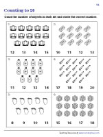 Counting to 20 Worksheets