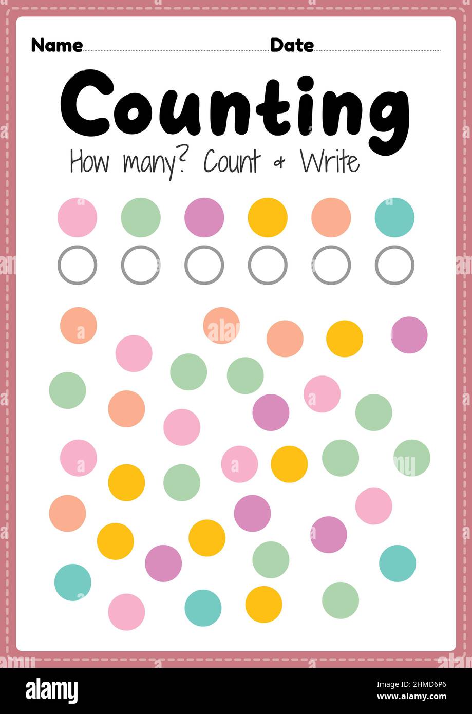 Counting worksheet, math printable sheet for preschool and ...