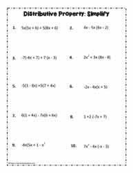 Distributive Property Worksheets: Simplify