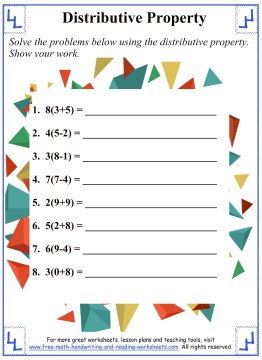 worksheet distributive property
