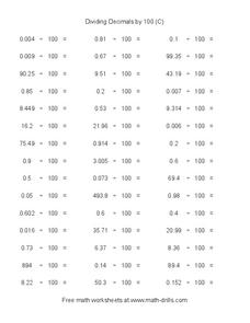 worksheet dividing decimals 6th grade