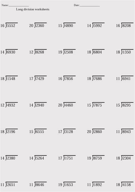 Printable Division Sheets | Division worksheets, Division ...