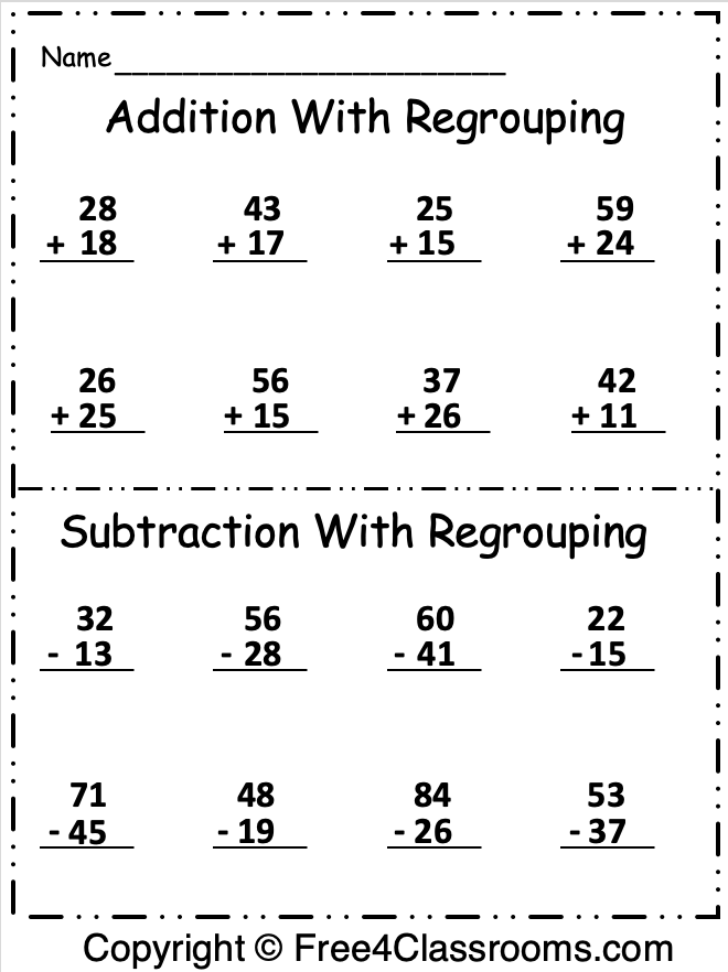 worksheet double digit addition with regrouping