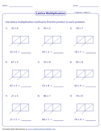 worksheet easy lattice mutipliation