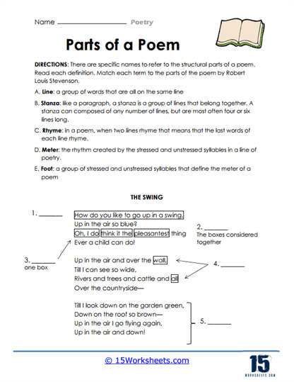 worksheet elements of poetry