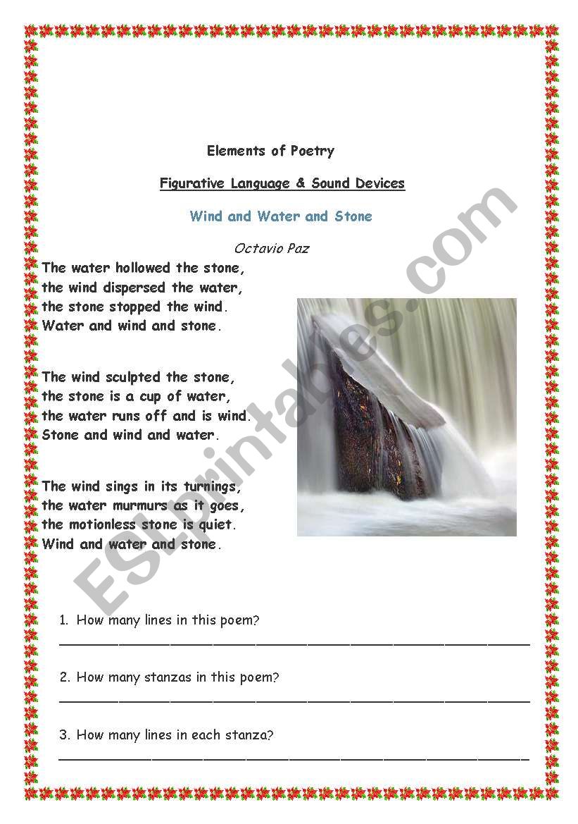 worksheet elements of poetry