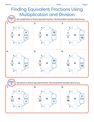 Finding Equivalent Fractions Using Multiplication and Division ...