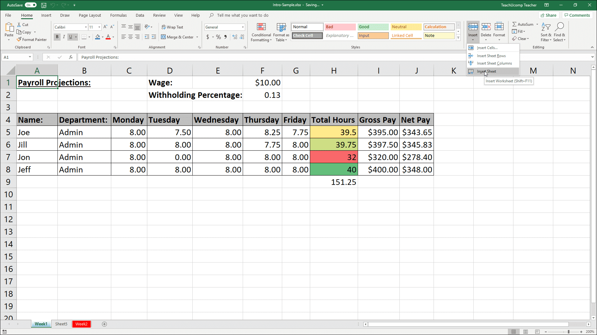 Inserting and Deleting Worksheets in Excel- Instructions