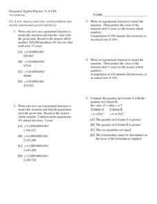 Exponential Growth and Decay Worksheet for 11th Grade | Lesson Planet