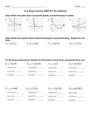 worksheet exponential growth and decay