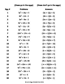 FREE---Egg-cellent factoring: factoring trinomials with a ...