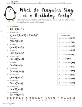 Factoring Trinomials Worksheet (Easy) by Elizabeth Graves Math Shop