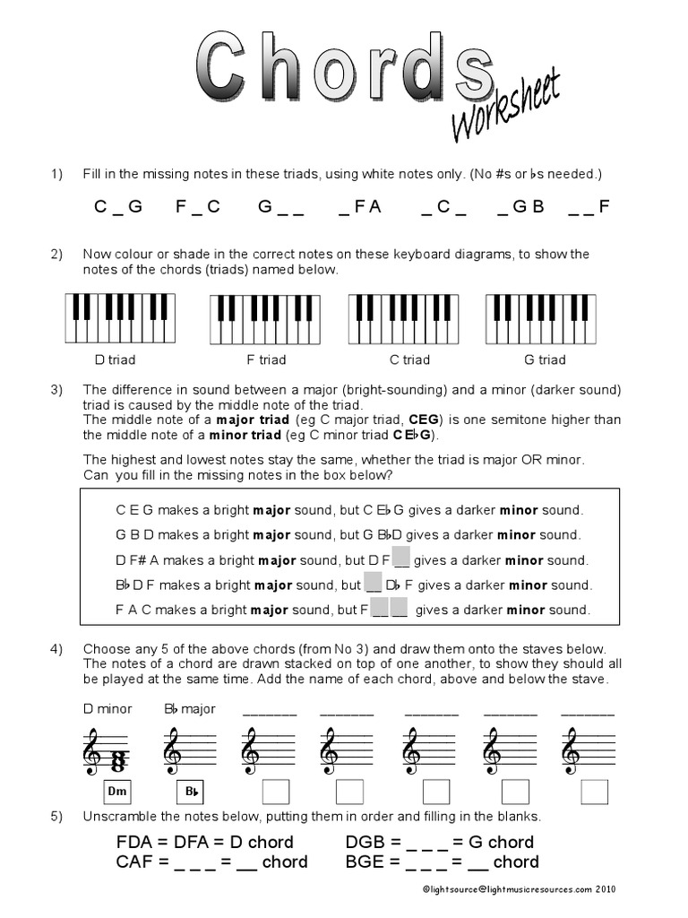Chords Worksheet | PDF