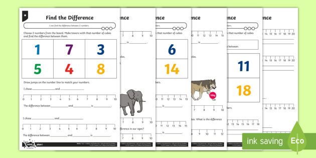 Find the Difference Differentiated Worksheet / Worksheets