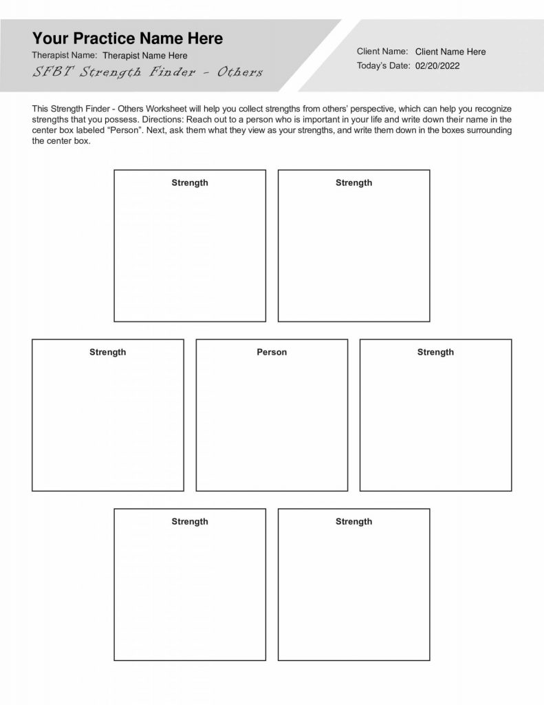 SFBT Strength Finder Worksheet - Others (Editable, Fillable ...