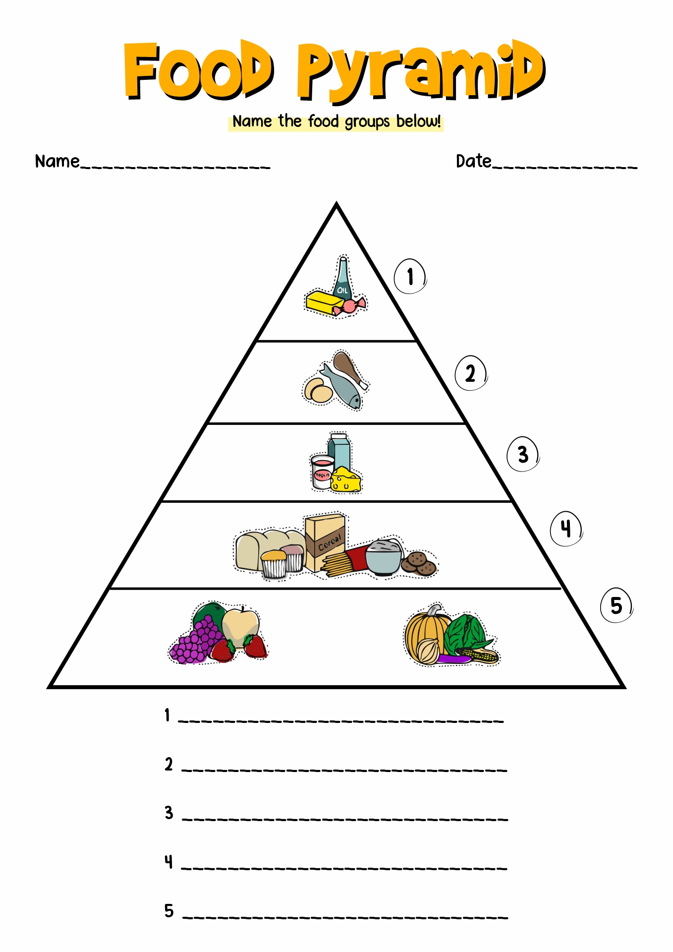 15 5 Food Groups Worksheet - Free PDF at worksheeto.com