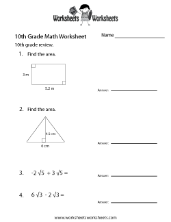 10th Grade Math Worksheets | Worksheets Worksheets