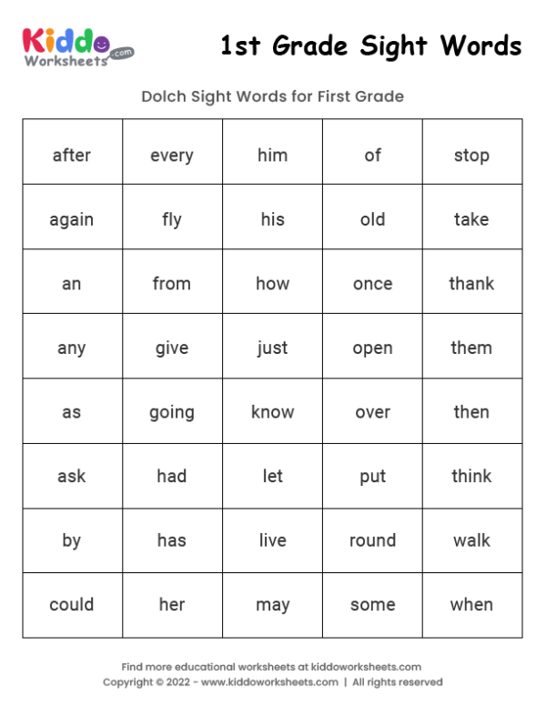 worksheet for 1st grade